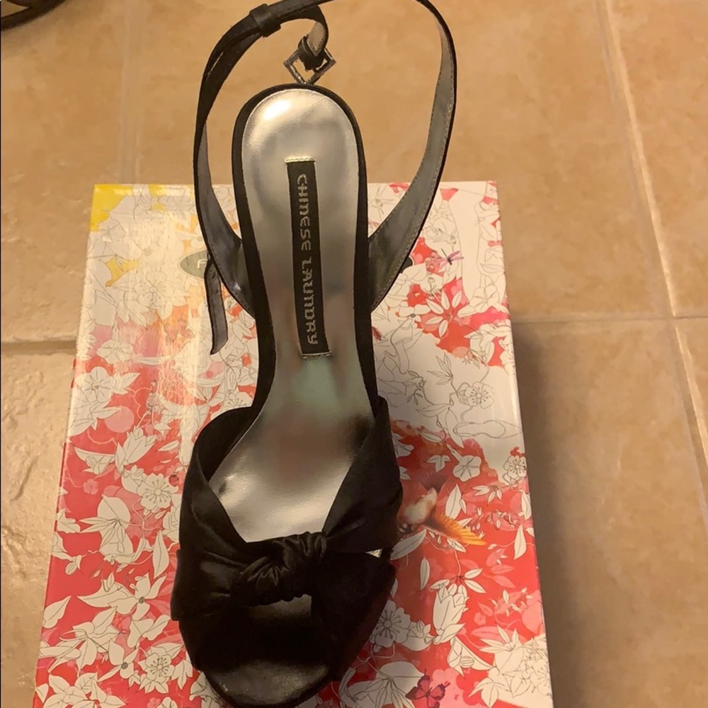 Chinese Laundry Black Satin Heels